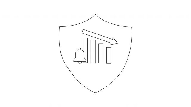 Declining Sales Shield Icon - Business Protection and Alert.