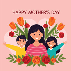 Happy Mothers Day Family Illustration