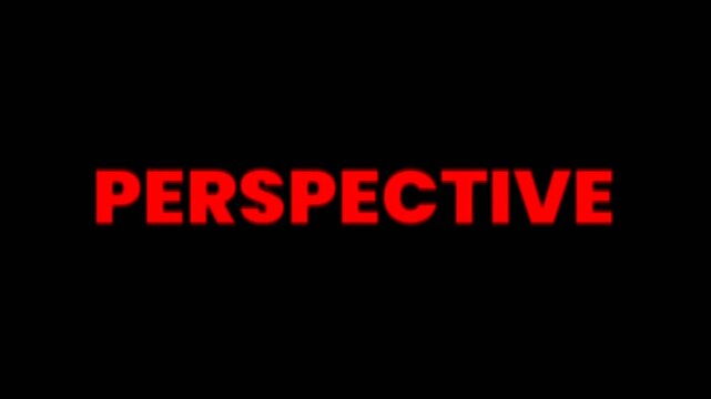 Glowing red &ldquo;PERSPECTIVE&rdquo; text animation on dark black background, ideal for mindset themes, business strategy concepts, and cinematic motivational titles.
