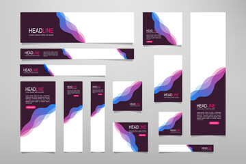 Set of promotion kit banner template design with modern and minimalist concept user for web page, ads, banner, annual report