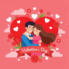 Valentines Day Romantic Couple Embrace