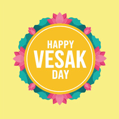 Happy Vesak Day Lotus Flower Graphic