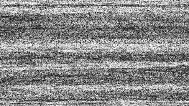 White digital noise with glitch distortions. Missing signal waves and broken pixels animate in 4K. Abstract interference effect for retro screen overlay.