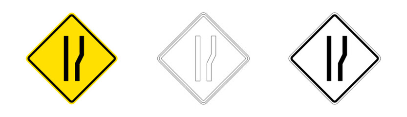 Road widens on right traffic sign in vector format