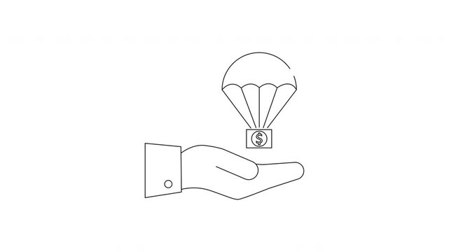 Financial Aid Concept - Hand Receiving Money with Parachute.
