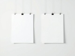 Minimalist white pendant lamps hanging from a white ceiling.