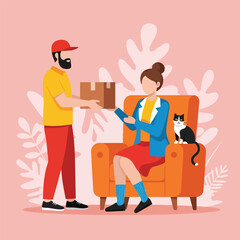 Courier Delivers Package to Woman at Home