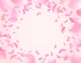 Obraz premium A pink background with scattered rose petals