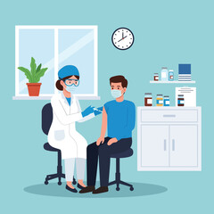 Doctor Administering a Vaccine Shot to Patient