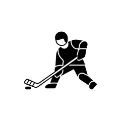 Fototapeta premium Black and White Ice Hockey Player Silhouette Vector on White Background