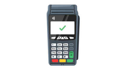 Modern Point of Sale Terminal with Green Checkmark
