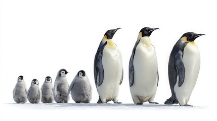 Fototapeta premium Emperor penguin family isolated on white background