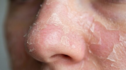 Fototapeta premium Close up of facial skin peeling after chemical peel