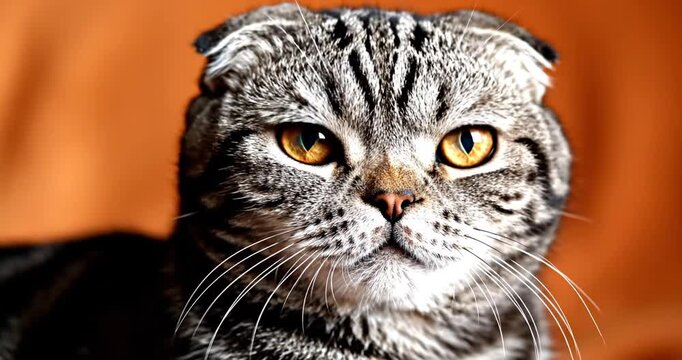 Closeup of a Scottish Fold Cat.