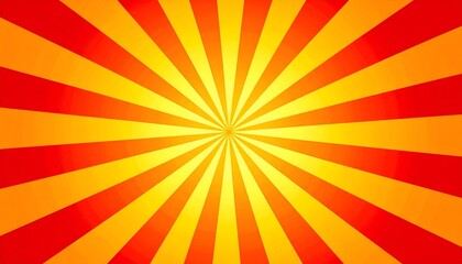 Radial burst design, red and yellow rays emanating outwards from a central point