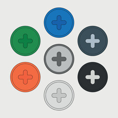 Obraz premium Collection of colorful plus sign icons in different colors