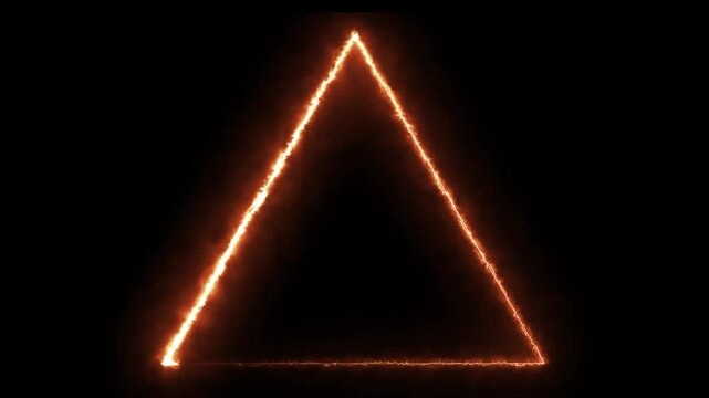 Fiery triangle outline tracing motion seamless loop