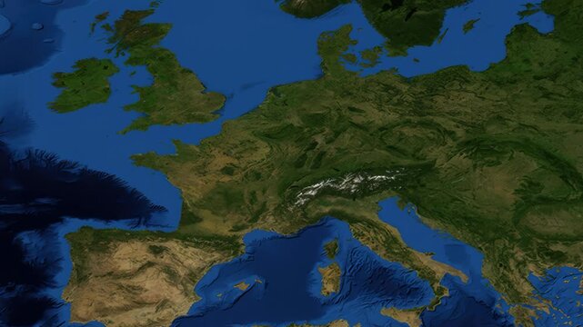 Satellite Map Zoom Animation From World View To Dusseldorf Germany