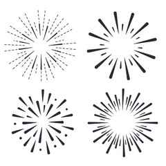 Obraz premium Collection of different starburst shapes in black and white