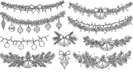 Obraz premium Christmas decorations with bells and garlands