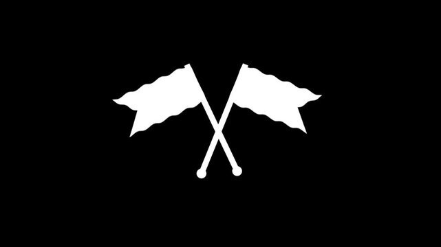 Video animation of a white flag icon with a pole as a coordinate point on the way