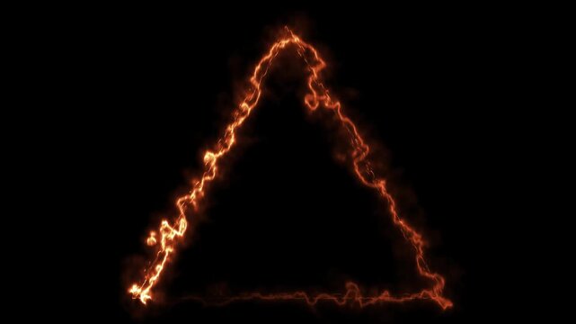Fire burning triangle frame motion clip