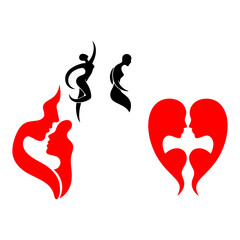 Man and Woman Love Silhouette Pack - Romantic Couples in Different Loving Poses Vector Illustration Set