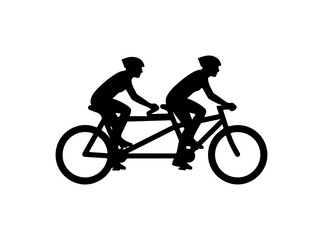 Fototapeta premium Two Cyclists Riding Tandem Bike Vector Illustration