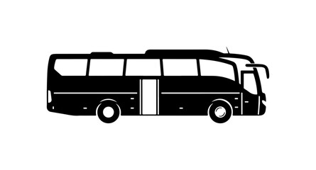 Minimalist Black Tour Bus Vector Illustration © Abu