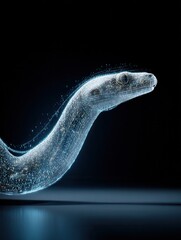 Glowing Digital Python Snake Illustration on Black Background