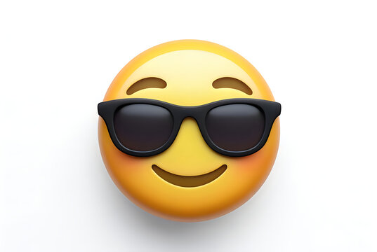 A smiling face with sunglasses on isolated on white background