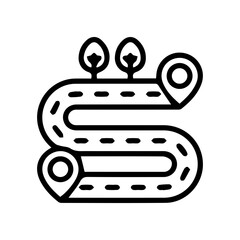 Winding Route Map Navigation