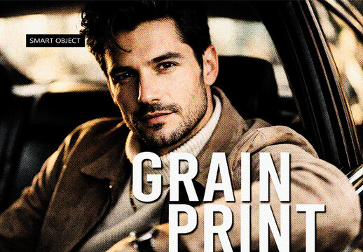 Cinematic Grain Print Effect Mockup