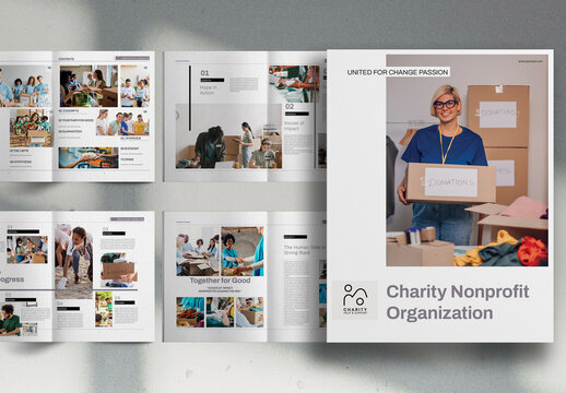 Modern Elegant Charity Nonprofit Organization Promo Brochure Layout