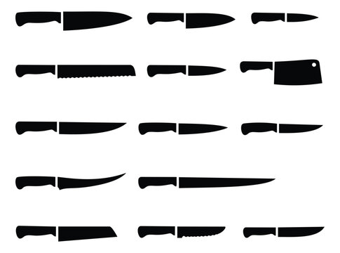 Minimalist knife set featuring various types of kitchen knives for culinary design