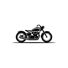 Fototapeta premium A black silhouette of a classic motorcycle on a white background with a shadow underneath