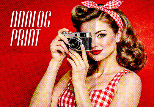 Halftone Analog Print Photo Effect
