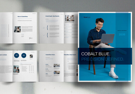 Cobalt Blue Startup Company Promo Marketing Brochure Layout