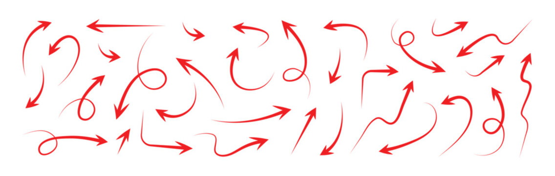 Arrow vector elements hand drawn arrows brush stroke curly arrow collection.