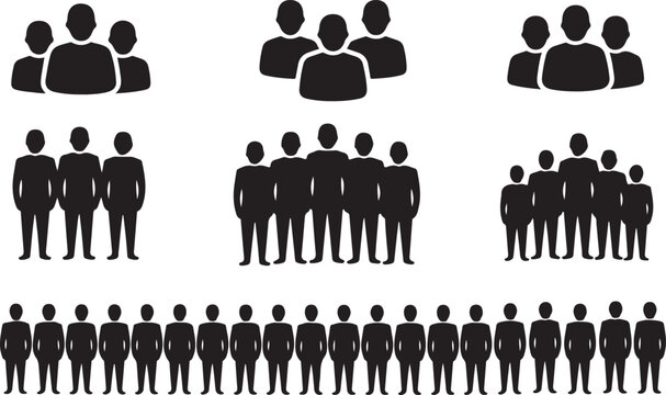  Ascending Group Silhouettes Vector