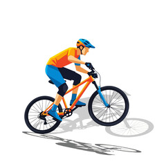 Obraz premium Mountain biker riding downhill wearing helmet and protective gear