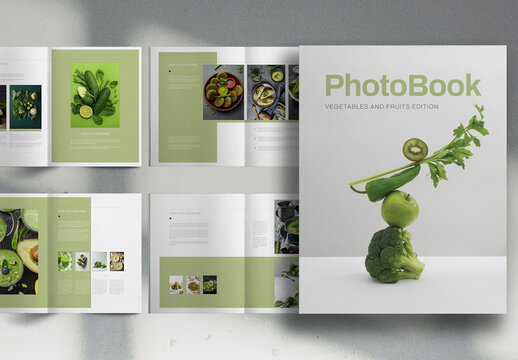 Green PhotoBook Vegetables Fruits Edition Brochure Layout