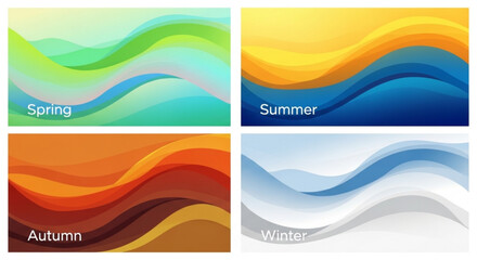 Obraz premium Seasonal wave patterns with spring summer autumn and winter abstract designs