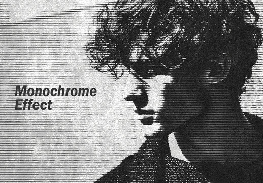 Monochrome Scanline Texture Photo Effect