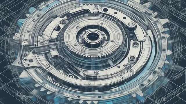 Background of gears and cogs forming an intricate mechanical pattern symbolizing teamwork and industrial technology