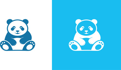 Cute panda bear vector illustration sitting cartoon animal icon isolated on light and blue backgrounds for kids design © Jesika!