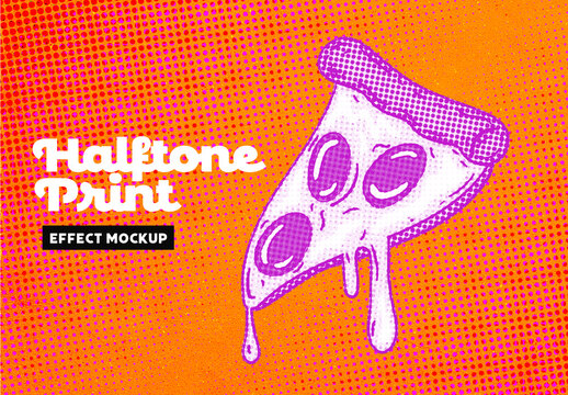 Dot Texture Halftone Print Effect Mockup