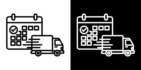 Shipment Schedule White Icon Set Design