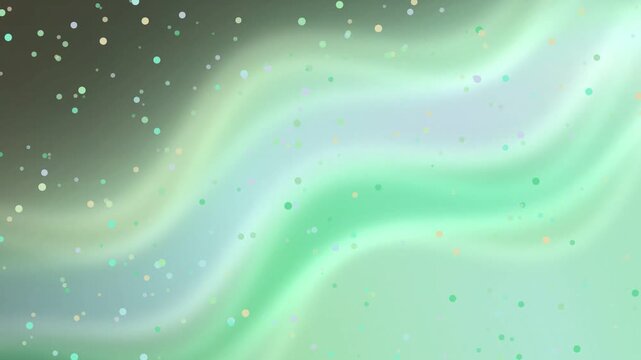 Wavy abstract green pattern with scattered dots in a gradient background from a top-down viewpoint