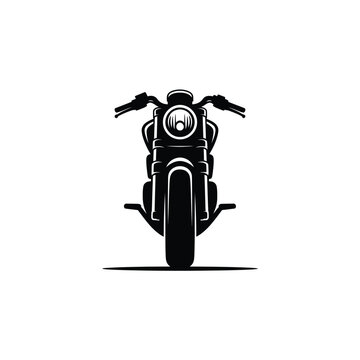 A sleek black motorcycle with a round headlight and handlebars on a white background